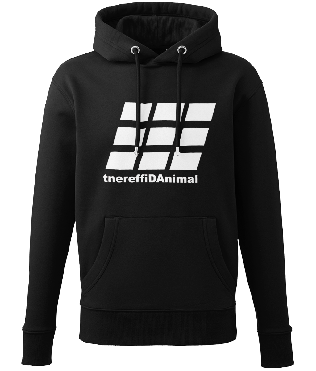 Different Animal: Eco Adult Unisex Hoodie AM001 L-White Logo2: (Other Colour-Variants available)