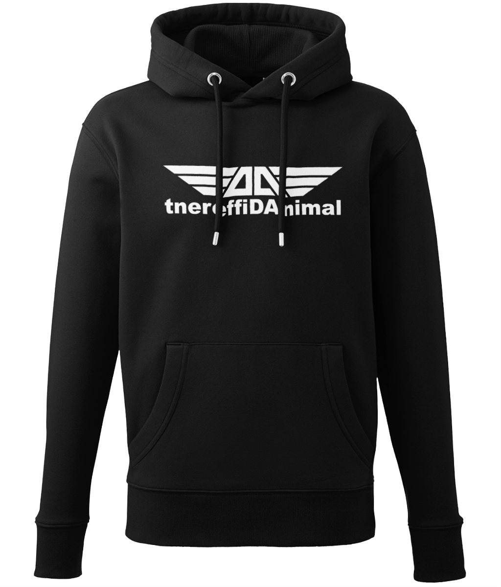 Different Animal: Eco Adult Unisex Hoodie AM001 L-White Logo1: (Other Colour-Variants Available)