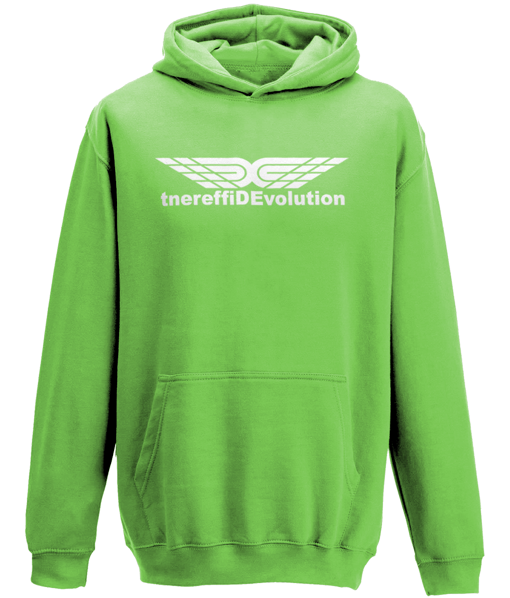 Different Evolution: Classic Kids Unisex Hoodie JH001J L-White Logo1: (Other Colour-Variants available)