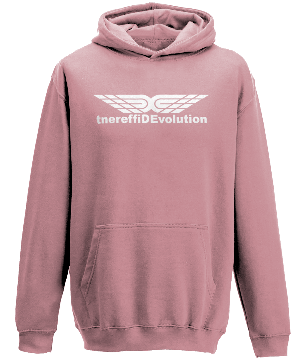 Different Evolution: Classic Kids Unisex Hoodie JH001J L-White Logo1: (Other Colour-Variants available)