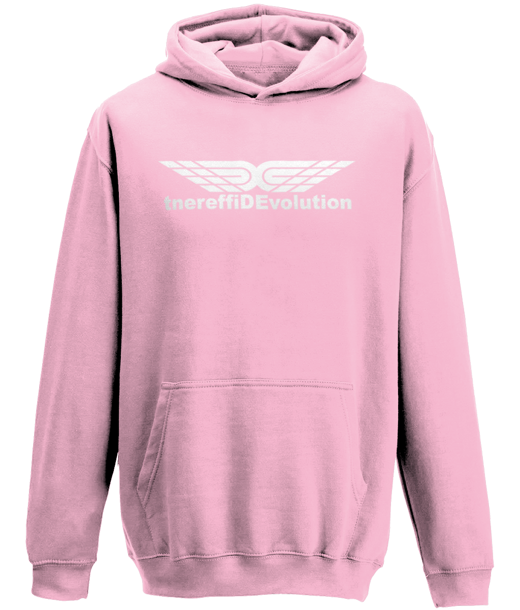 Different Evolution: Classic Kids Unisex Hoodie JH001J L-White Logo1: (Other Colour-Variants available)