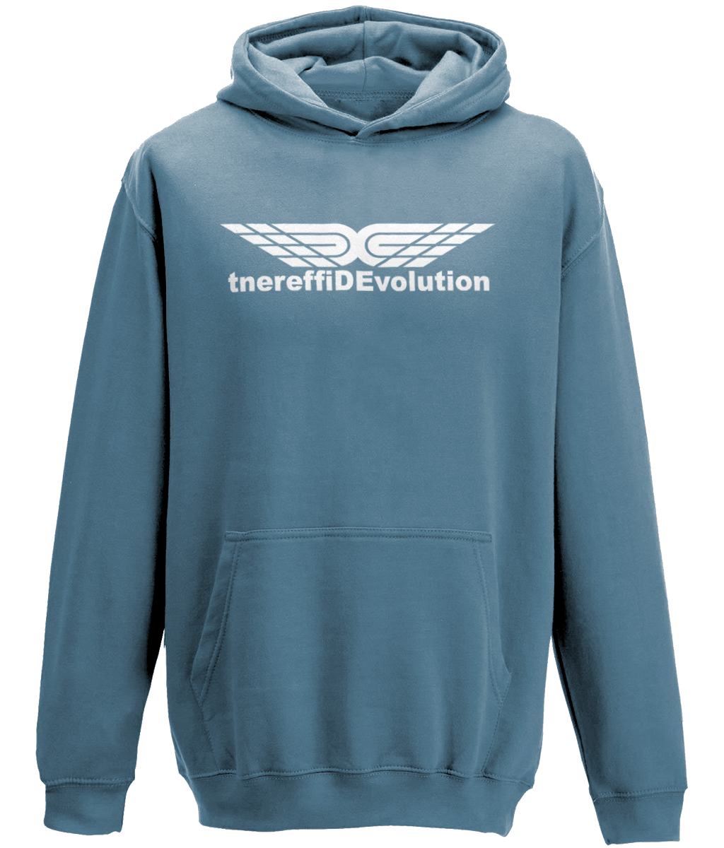 Different Evolution: Classic Kids Unisex Hoodie JH001J L-White Logo1: (Other Colour-Variants available)