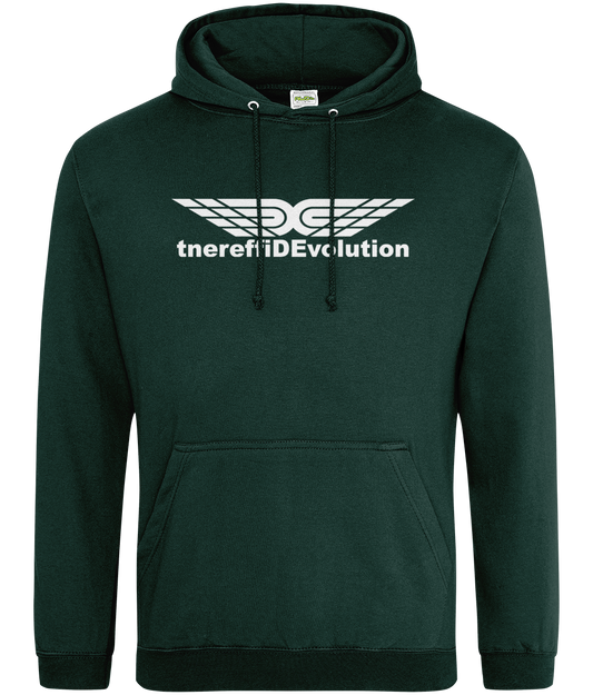 Different Evolution: College Adult Unisex Hoodie JH001 L-White Logo1: (Other Colour-Variants available)