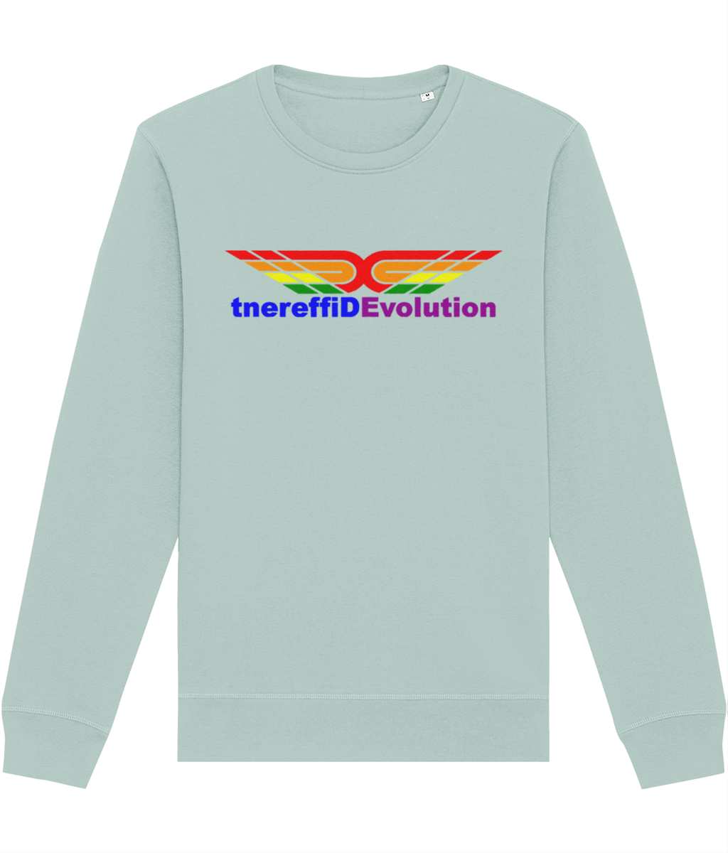 Different Evolution: Eco Roller Adult Unisex Sweatshirt SX137 L-Rainbow Logo1: (Other Colour-Variants available)