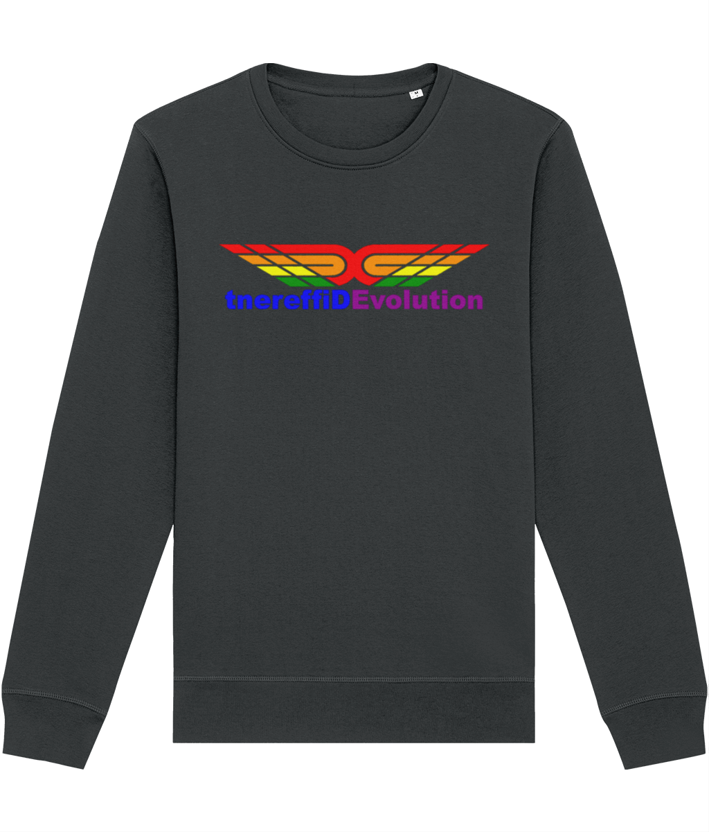 Different Evolution: Eco Roller Adult Unisex Sweatshirt SX137 L-Rainbow Logo1: (Other Colour-Variants available)