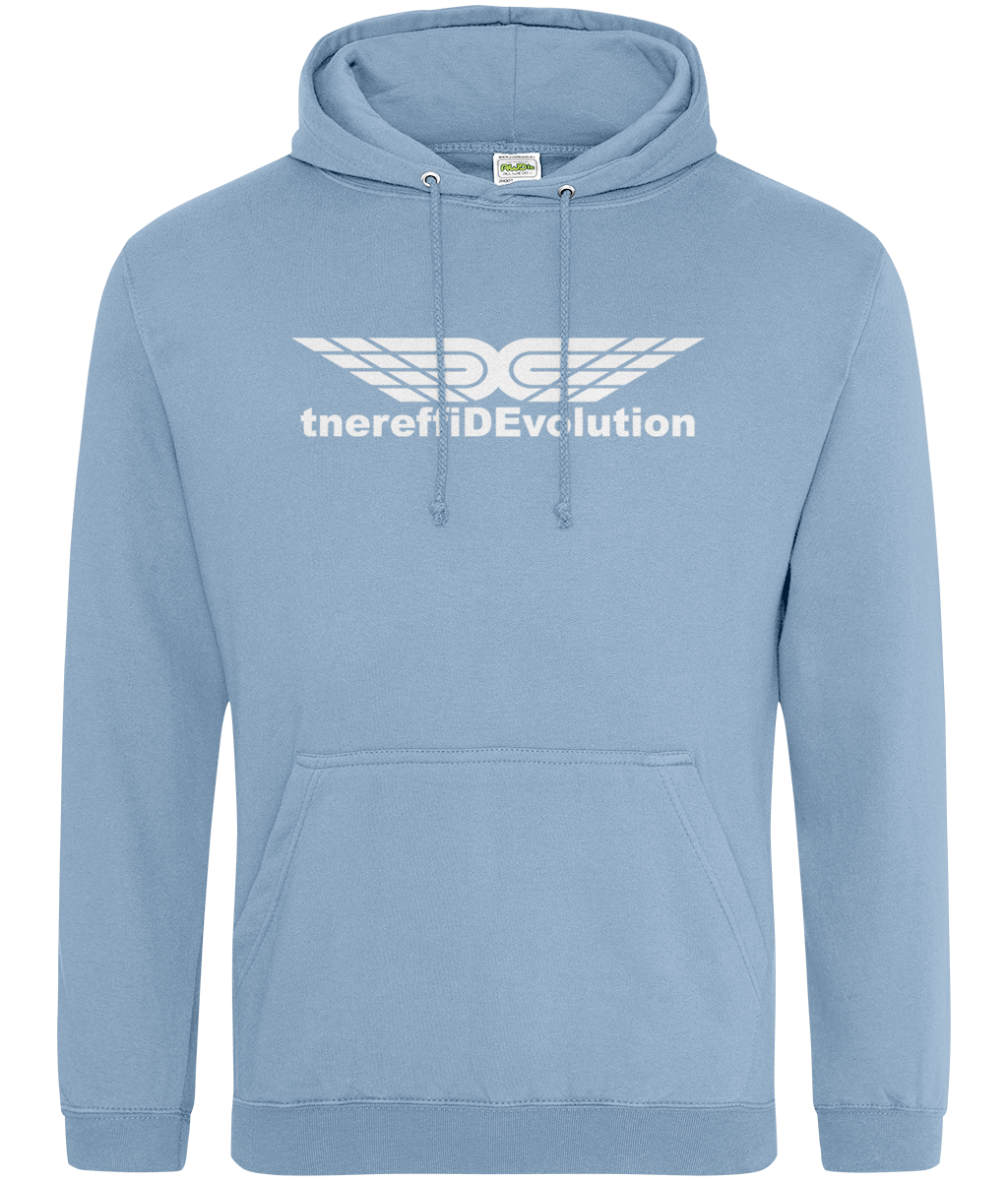 Different Evolution: College Adult Unisex Hoodie JH001 L-White Logo1: (Other Colour-Variants available)