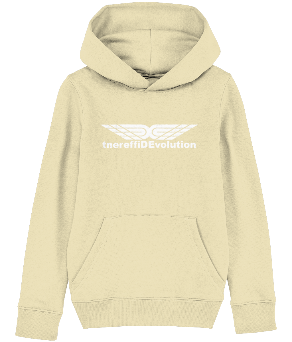 Different Evolution: Eco Kids Unisex Hoodie SX006 L-White Logo1: (Other Colour-Variants available)