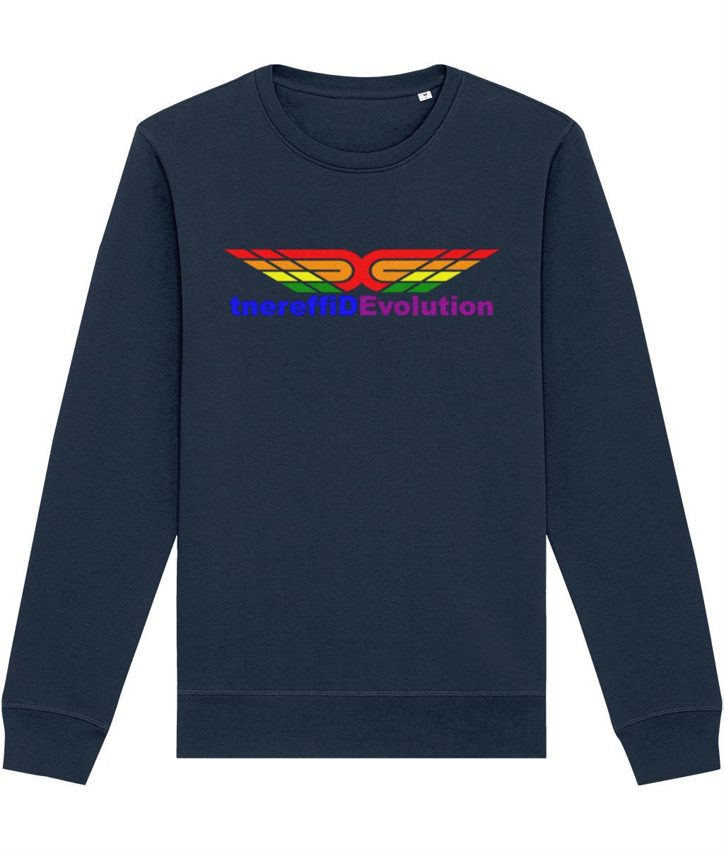 Different Evolution: Eco Roller Adult Unisex Sweatshirt SX137 L-Rainbow Logo1: (Other Colour-Variants available)