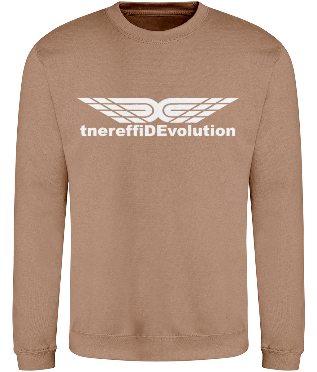 Different Evolution: Just Classic Adult Unisex Sweatshirt JH030 L-White Logo1: (Other Colour-Variants available)