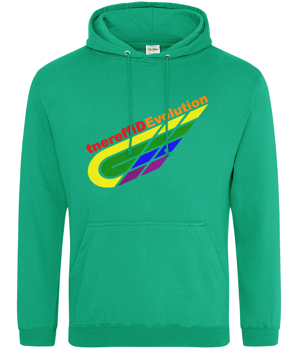 Different Evolution: College Adult Unisex Hoodie JH001 L-Rainbow Logo2: (Other Colour-Variants available)