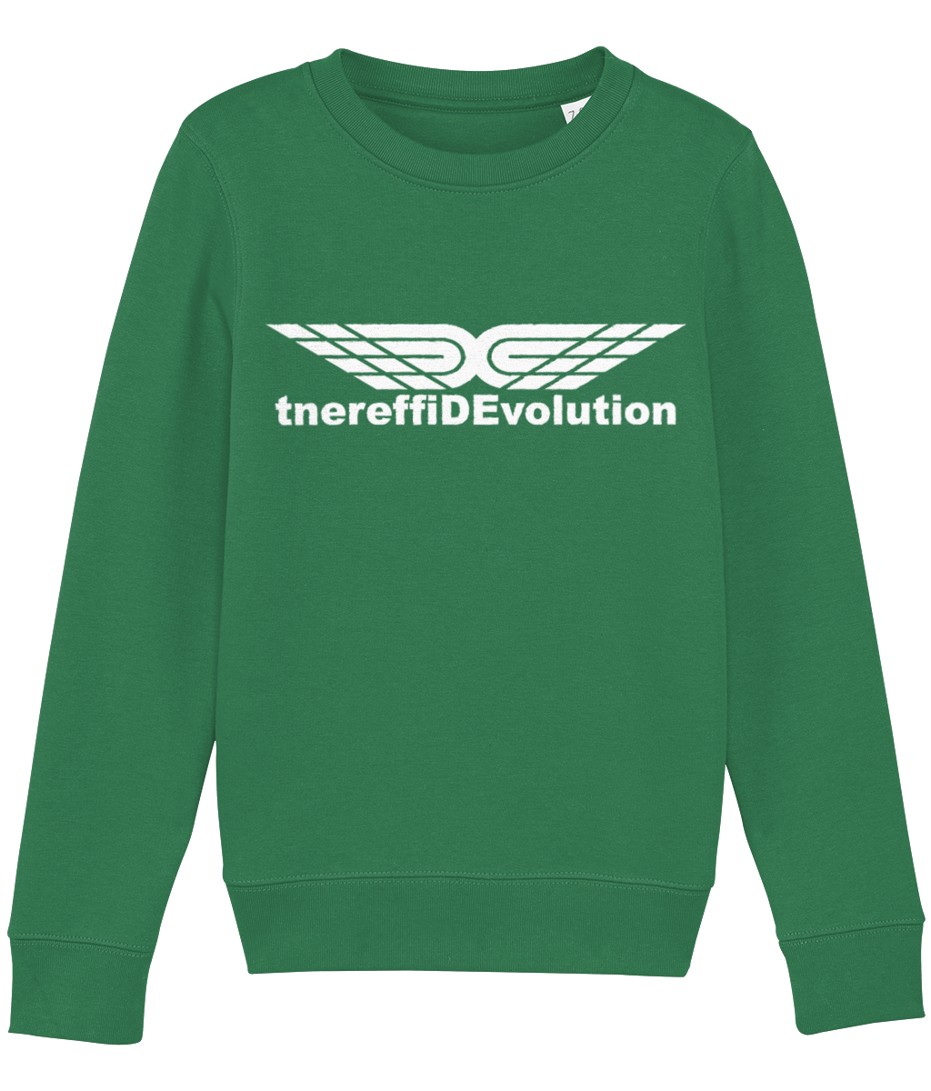 Different Evolution: Eco Mini Changer Kids Unisex Sweatshirt SX004 L-White Logo1: (Other Colour-Variants available)