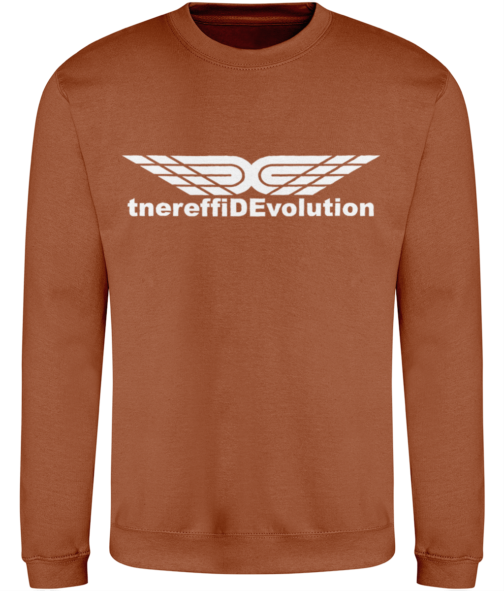 Different Evolution: Just Classic Adult Unisex Sweatshirt JH030 L-White Logo1: (Other Colour-Variants available)