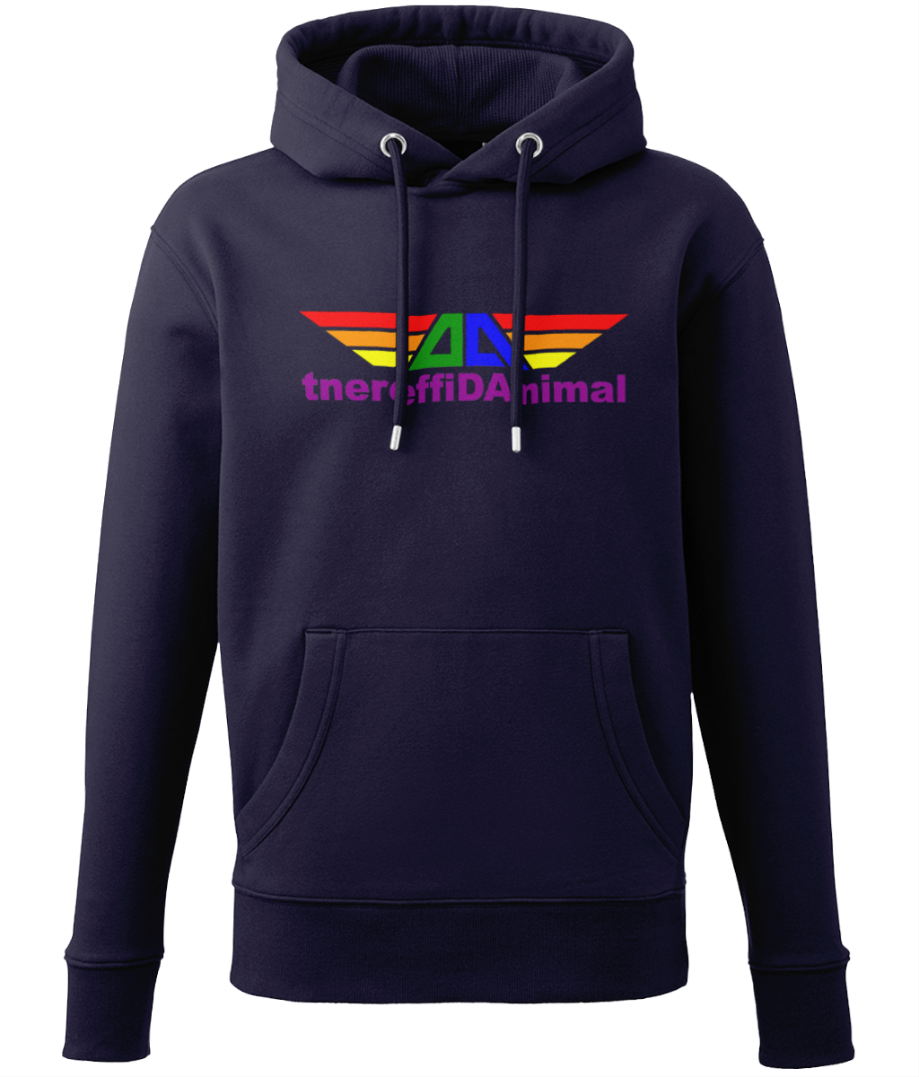 Different Animal: Eco Men Hoodie / Adult Unisex Hoodie AM001 L-Rainbow Logo1: (Other Colour-Variants available)