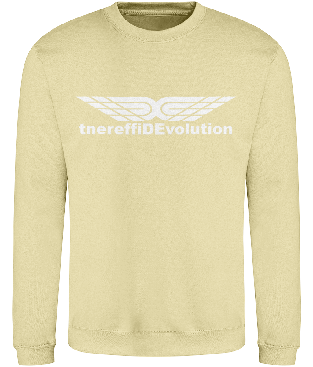 Different Evolution: Just Classic Adult Unisex Sweatshirt JH030 L-White Logo1: (Other Colour-Variants available)