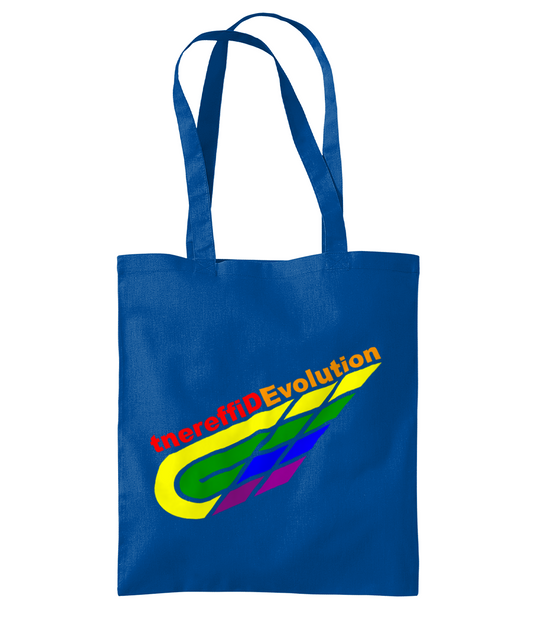 Different Evolution: Eco Organic Premium Cotton Tote Bag WM261 L-Rainbow Logo2: (Other Colour-Variants available)