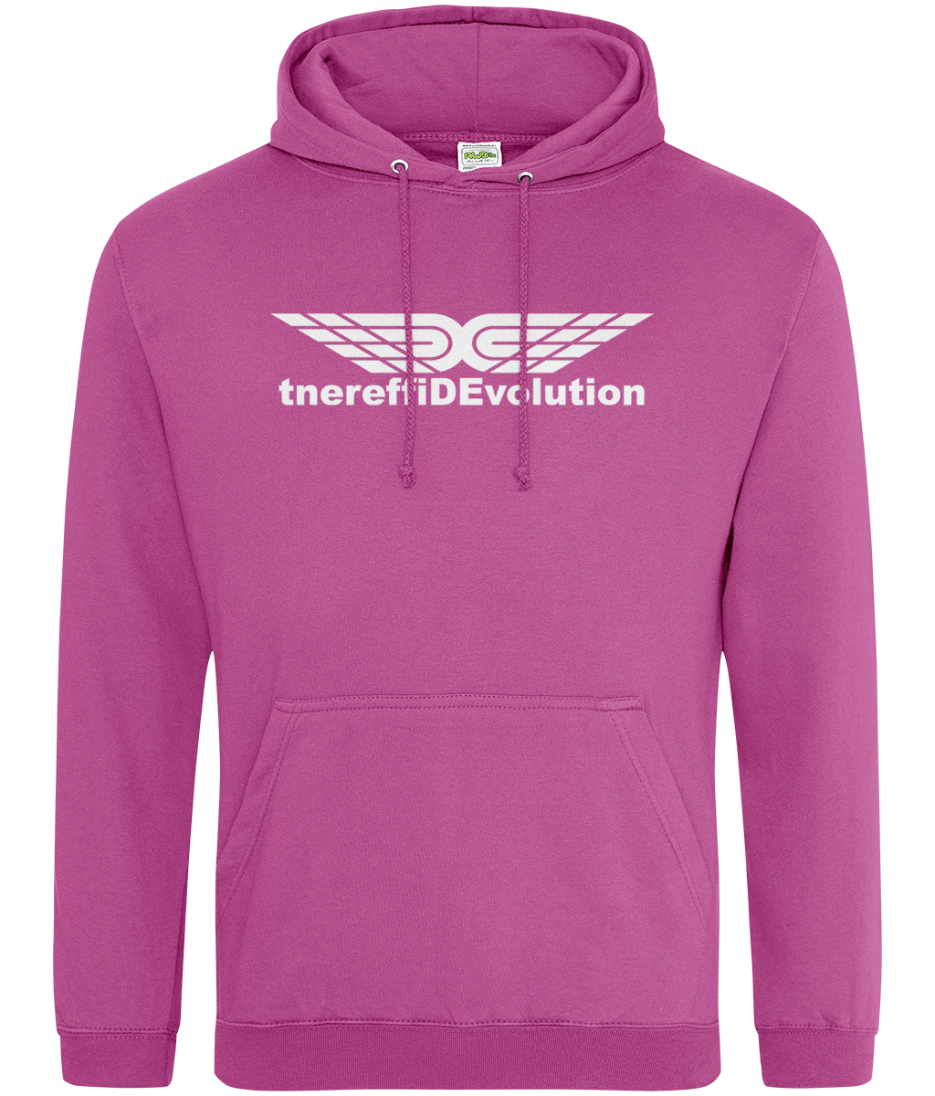 Different Evolution: College Adult Unisex Hoodie JH001 L-White Logo1: (Other Colour-Variants available)