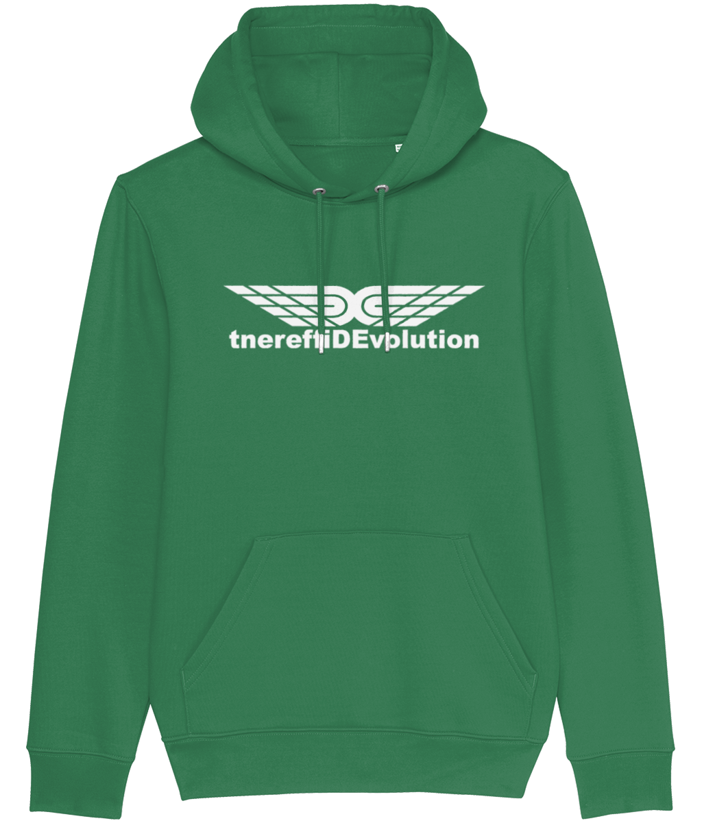 Different Evolution: Eco Cruiser Adult Unisex Hoodie SX005 L-White Logo1: (Other Colour-Variants available)