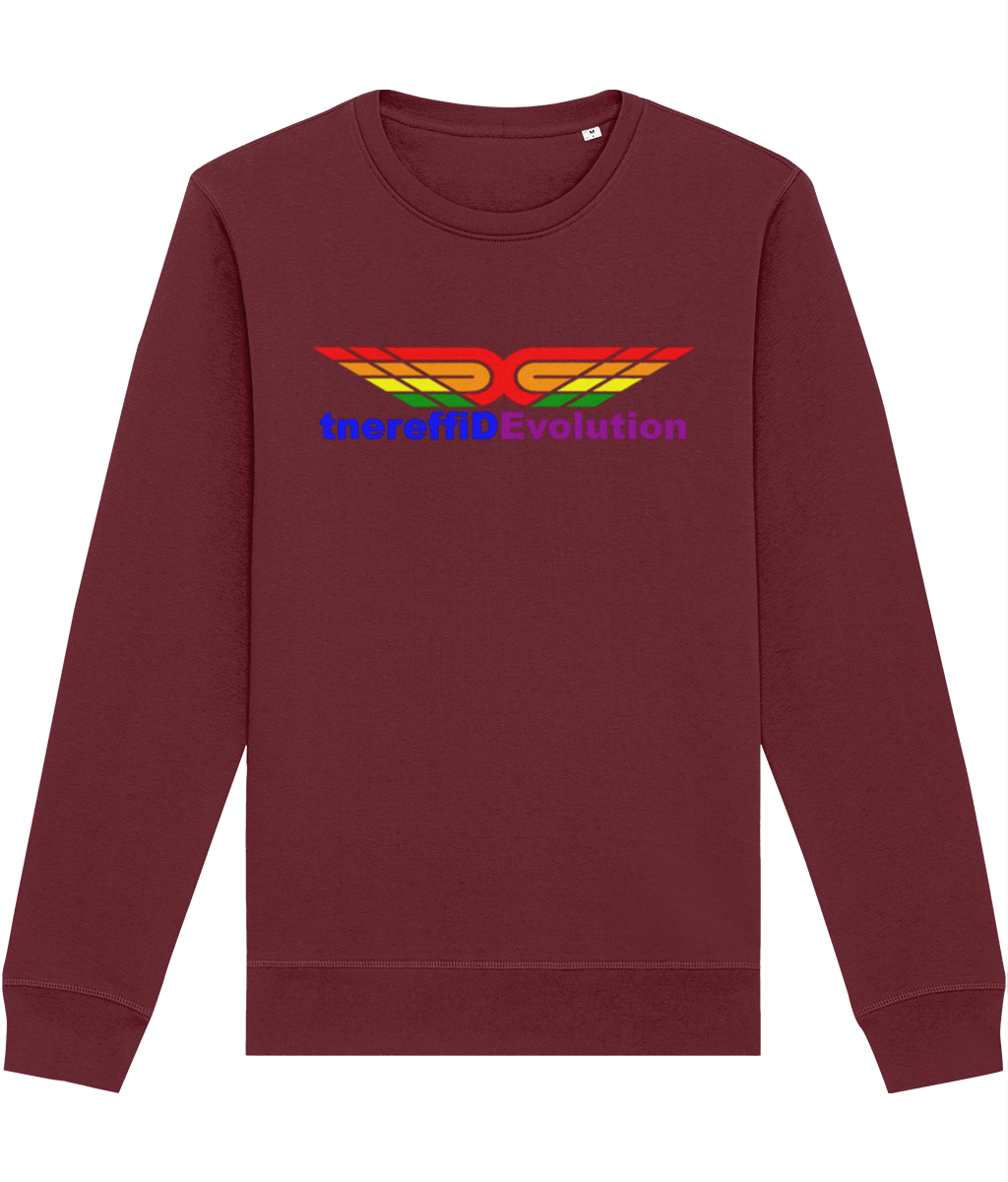 Different Evolution: Eco Roller Adult Unisex Sweatshirt SX137 L-Rainbow Logo1: (Other Colour-Variants available)