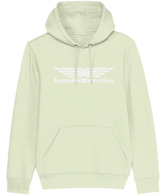 Different Evolution: Eco Cruiser Adult Unisex Hoodie SX005 L-White Logo1: (Other Colour-Variants available)