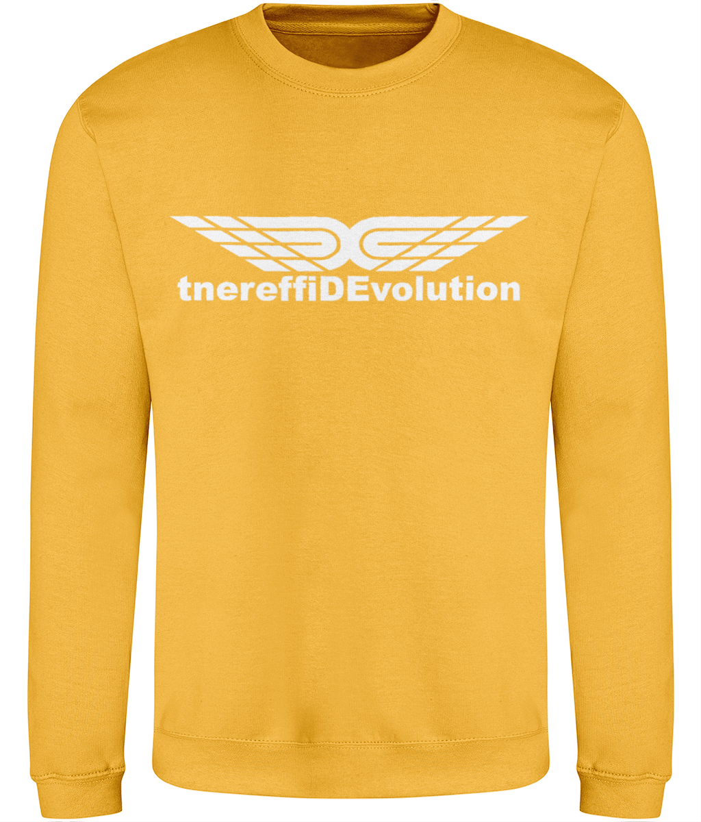 Different Evolution: Just Classic Adult Unisex Sweatshirt JH030 L-White Logo1: (Other Colour-Variants available)