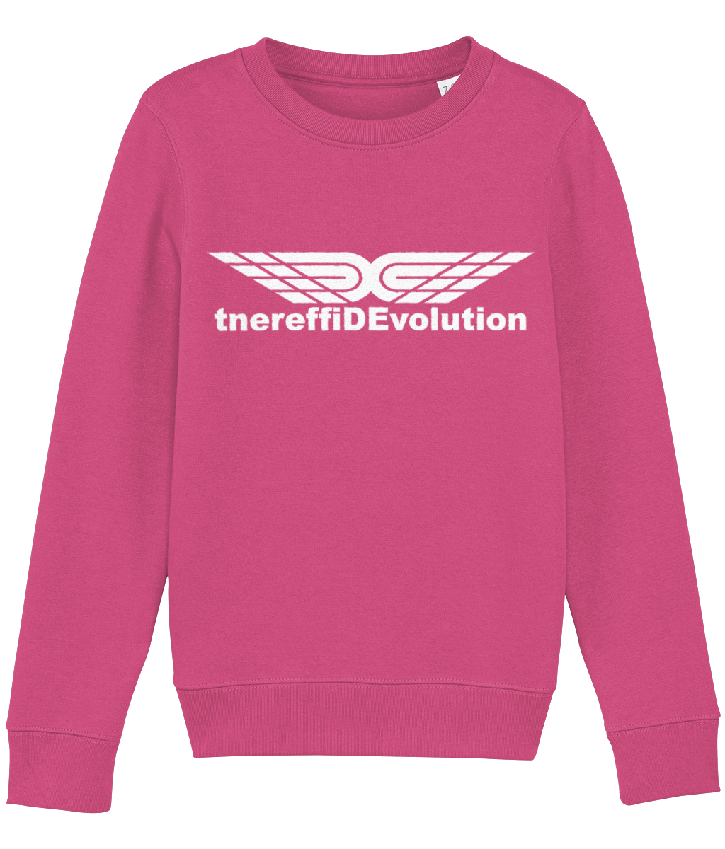 Different Evolution: Eco Mini Changer Kids Unisex Sweatshirt SX004 L-White Logo1: (Other Colour-Variants available)