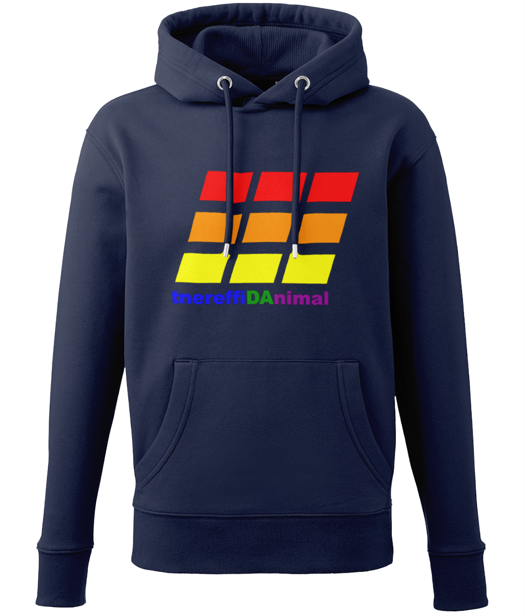 Different Animal: Eco Men Hoodie / Adult Unisex Hoodie AM001 L-Rainbow Logo2: (Other Colour-Variants available)