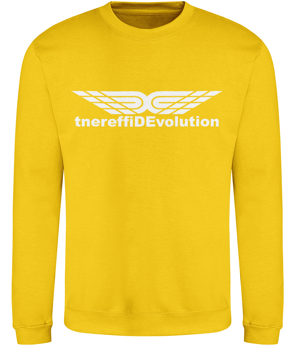 Different Evolution: Just Classic Adult Unisex Sweatshirt JH030 L-White Logo1: (Other Colour-Variants available)