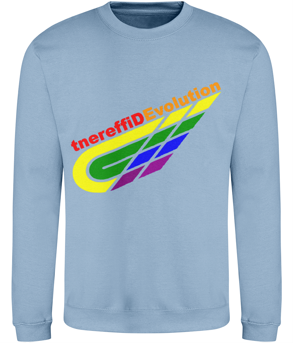 Different Evolution: Just Classic Adult Unisex Sweatshirt JH030 L-Rainbow Logo2: (Other Colour-Variants available)