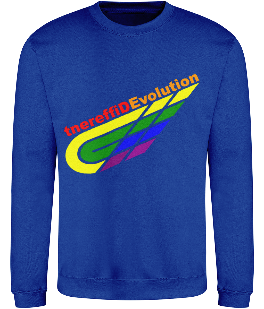 Different Evolution: Just Classic Adult Unisex Sweatshirt JH030 L-Rainbow Logo2: (Other Colour-Variants available)