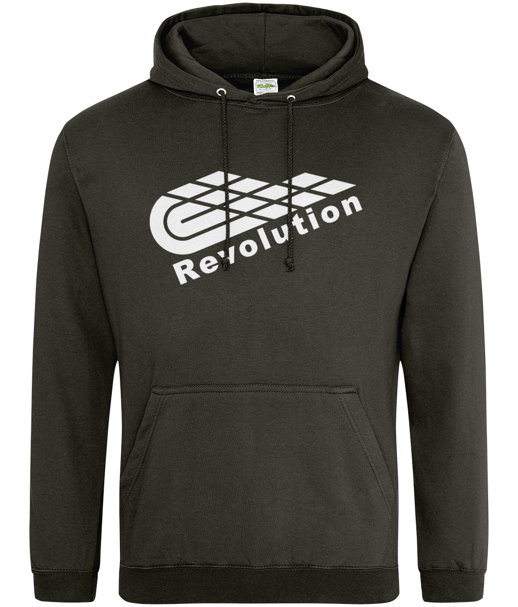 Revolution: College Adult Unisex Hoodie JH001 L-White Logo: (Other Colour-Variants available)