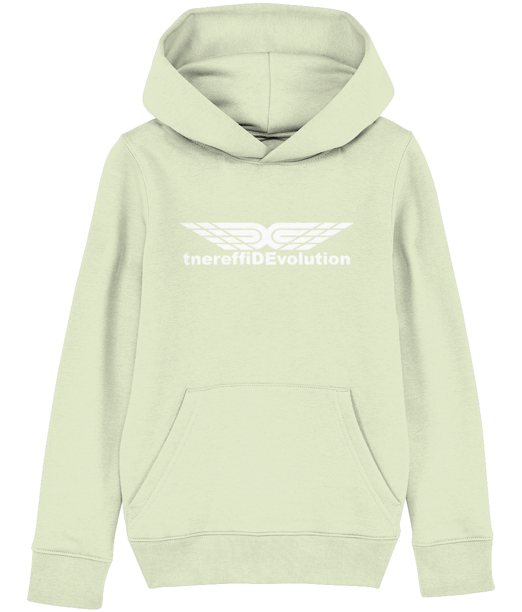 Different Evolution: Eco Kids Unisex Hoodie SX006 L-White Logo1: (Other Colour-Variants available)