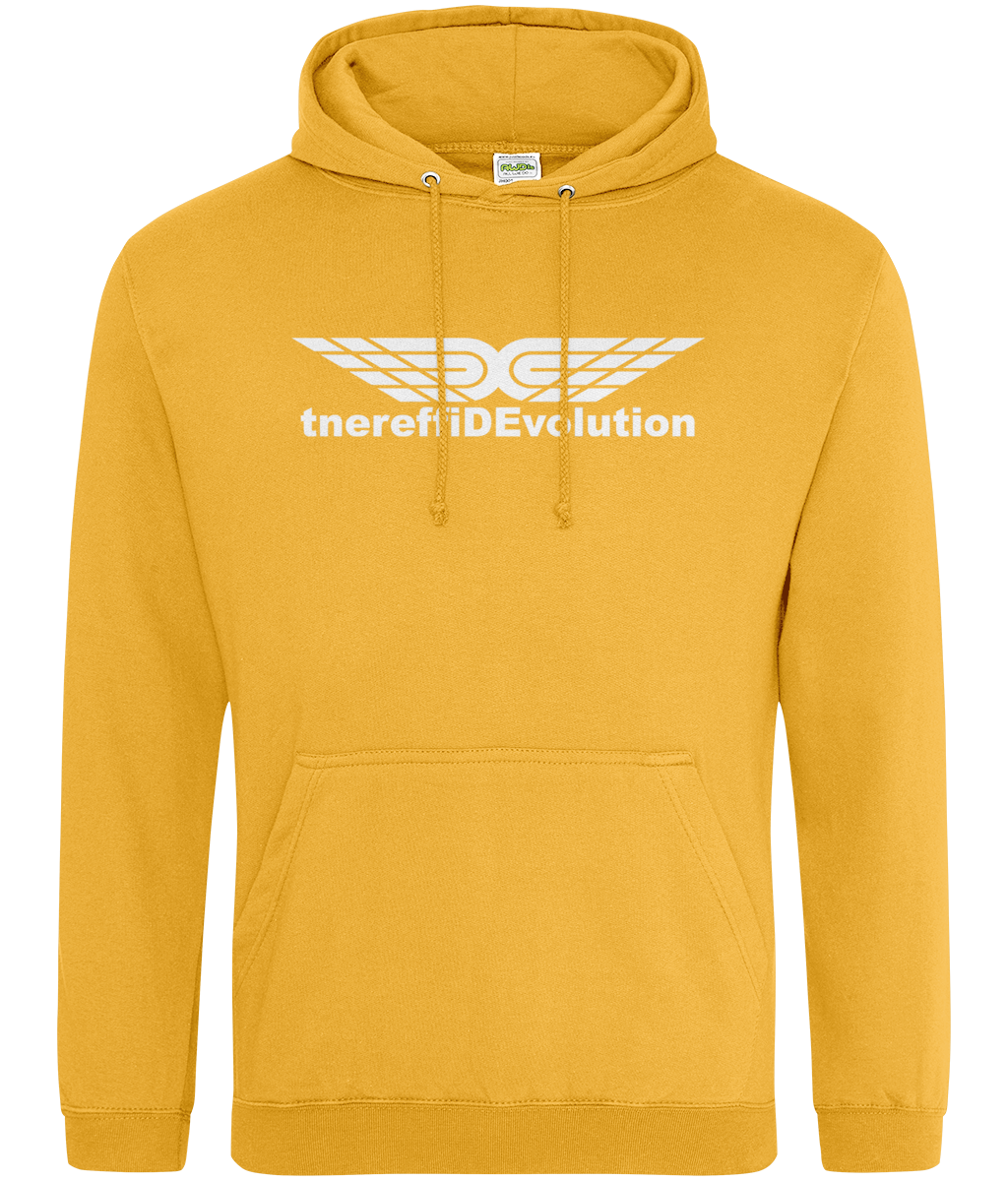 Different Evolution: College Adult Unisex Hoodie JH001 L-White Logo1: (Other Colour-Variants available)