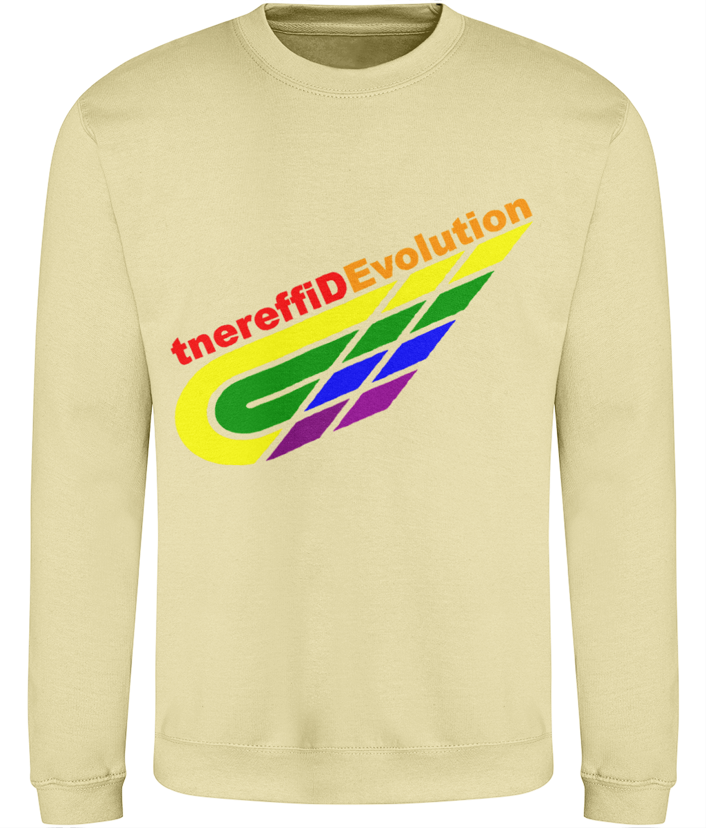 Different Evolution: Just Classic Adult Unisex Sweatshirt JH030 L-Rainbow Logo2: (Other Colour-Variants available)