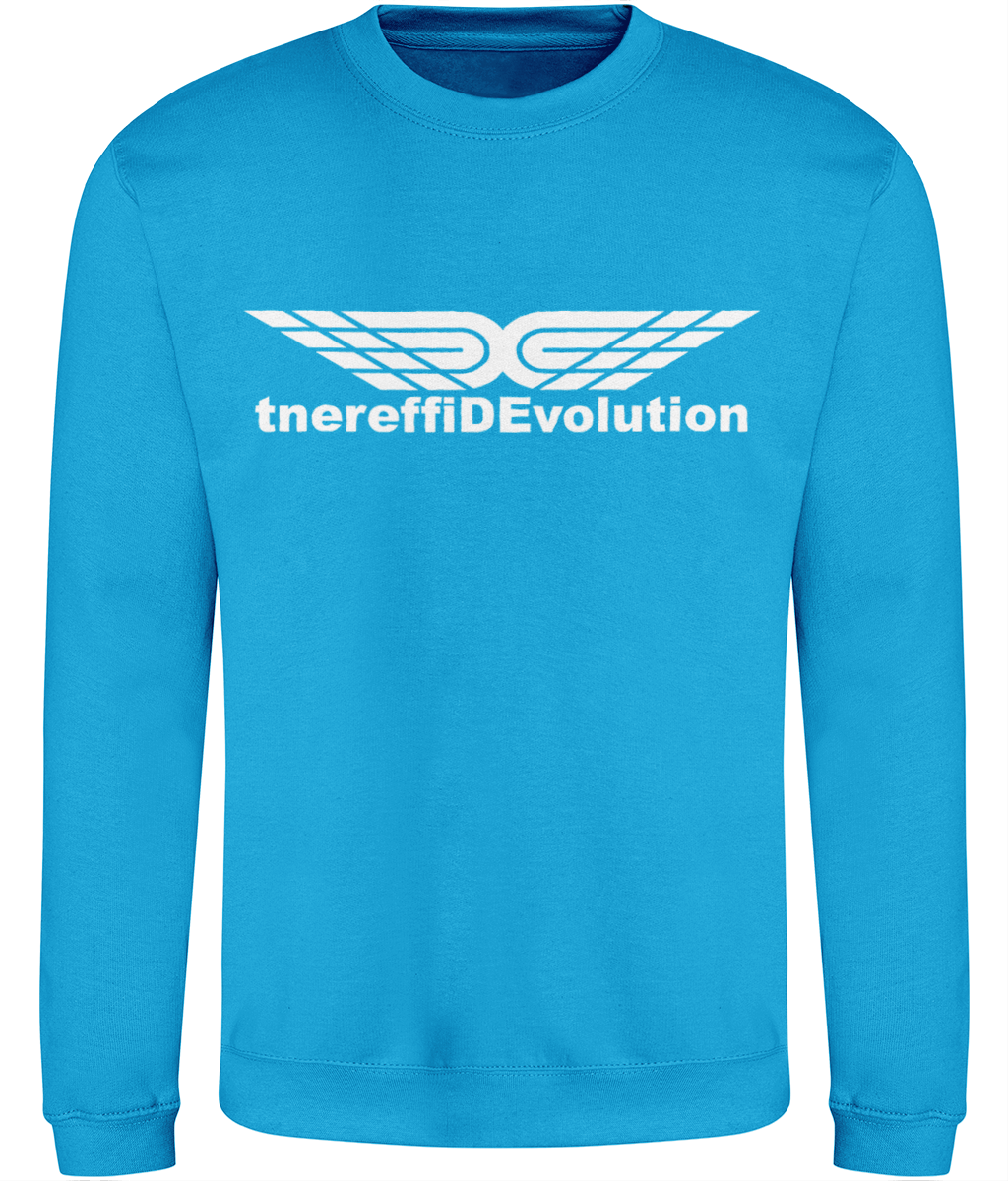 Different Evolution: Just Classic Adult Unisex Sweatshirt JH030 L-White Logo1: (Other Colour-Variants available)