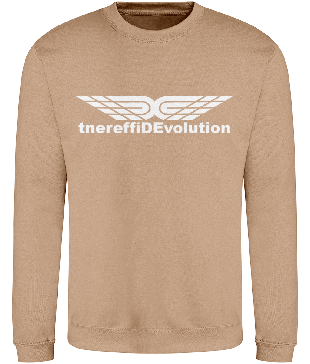 Different Evolution: Just Classic Adult Unisex Sweatshirt JH030 L-White Logo1: (Other Colour-Variants available)