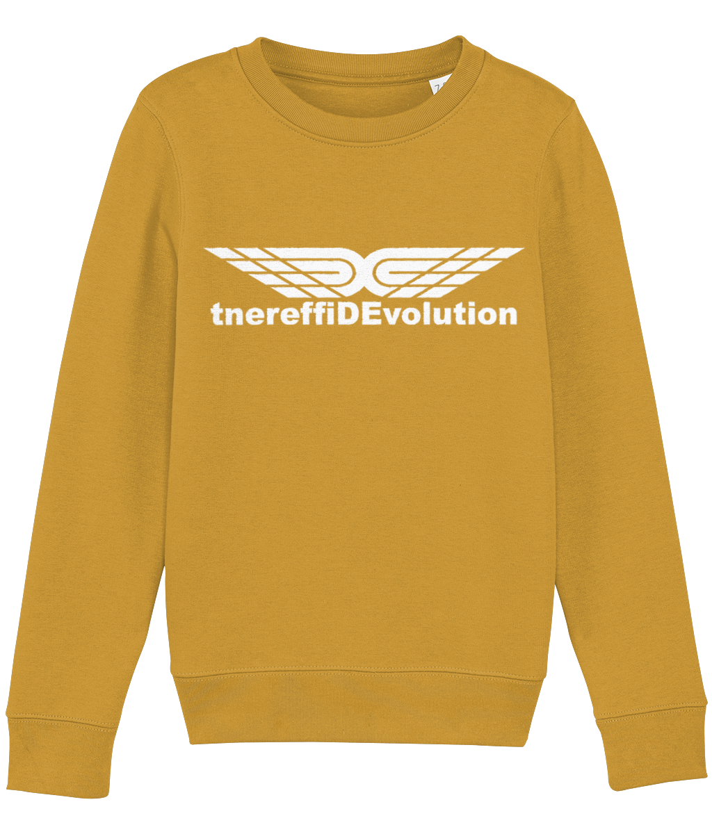 Different Evolution: Eco Mini Changer Kids Unisex Sweatshirt SX004 L-White Logo1: (Other Colour-Variants available)