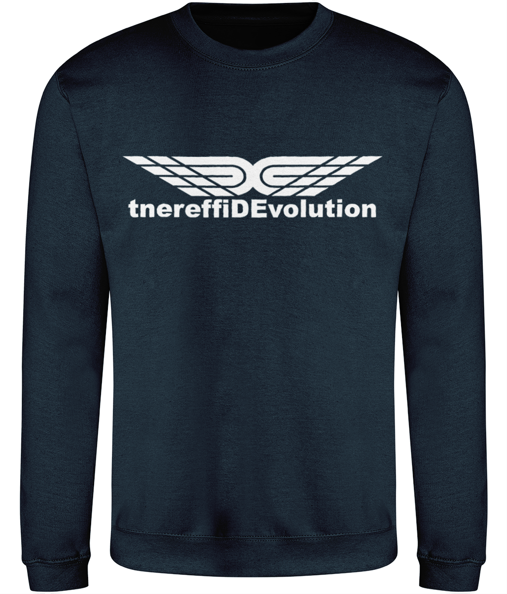 Different Evolution: Just Classic Adult Unisex Sweatshirt JH030 L-White Logo1: (Other Colour-Variants available)