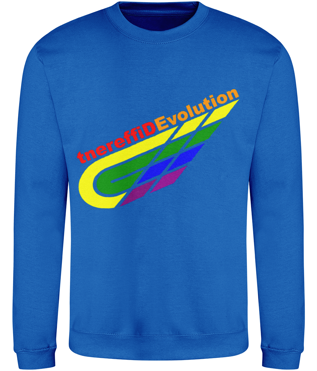 Different Evolution: Just Classic Adult Unisex Sweatshirt JH030 L-Rainbow Logo2: (Other Colour-Variants available)