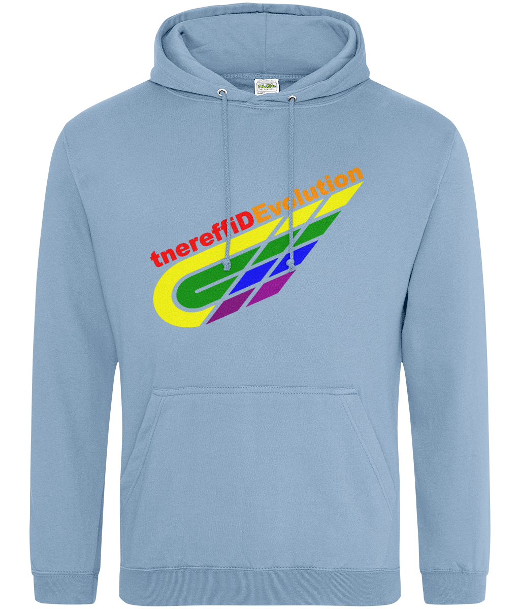 Different Evolution: College Adult Unisex Hoodie JH001 L-Rainbow Logo2: (Other Colour-Variants available)