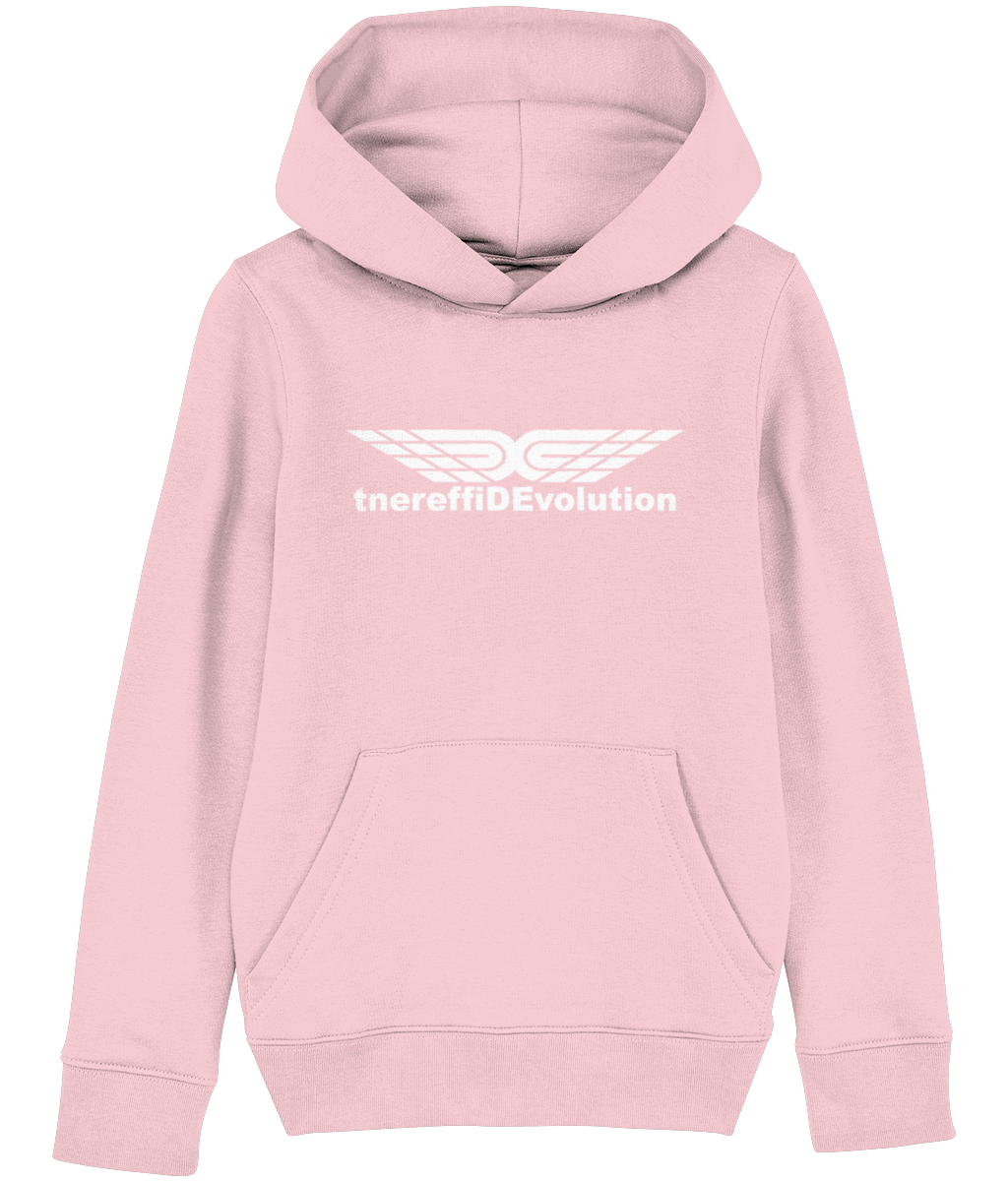 Different Evolution: Eco Kids Unisex Hoodie SX006 L-White Logo1: (Other Colour-Variants available)