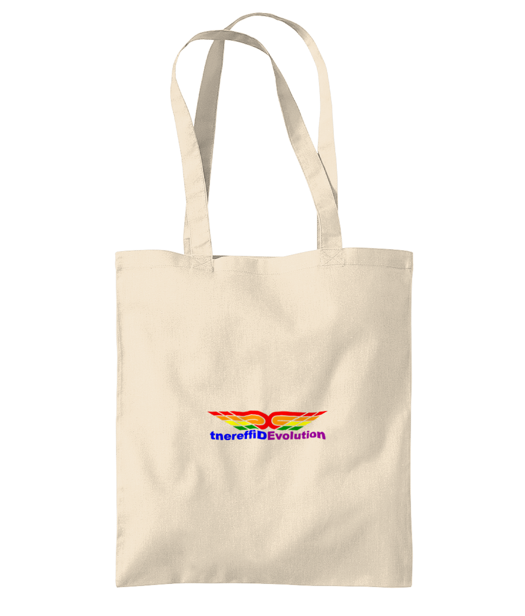 Different Evolution: Eco Organic Premium Cotton Tote Bag WM261 S-Rainbow Logo1: (Other Colour-Variants available)