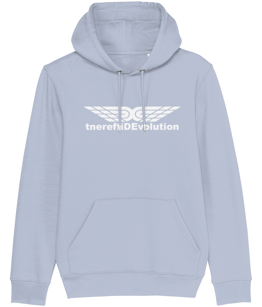 Different Evolution: Eco Cruiser Adult Unisex Hoodie SX005 L-White Logo1: (Other Colour-Variants available)