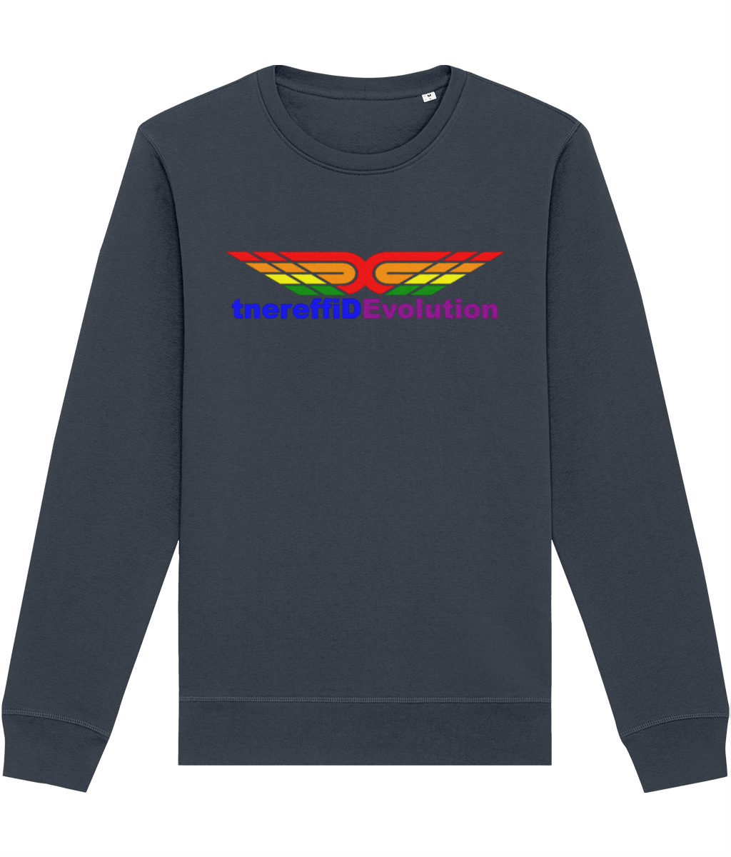 Different Evolution: Eco Roller Adult Unisex Sweatshirt SX137 L-Rainbow Logo1: (Other Colour-Variants available)