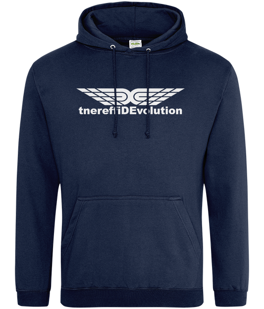 Different Evolution: College Adult Unisex Hoodie JH001 L-White Logo1: (Other Colour-Variants available)