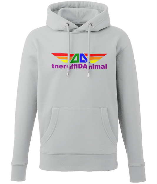 Different Animal: Eco Men Hoodie / Adult Unisex Hoodie AM001 L-Rainbow Logo1: (Other Colour-Variants available)