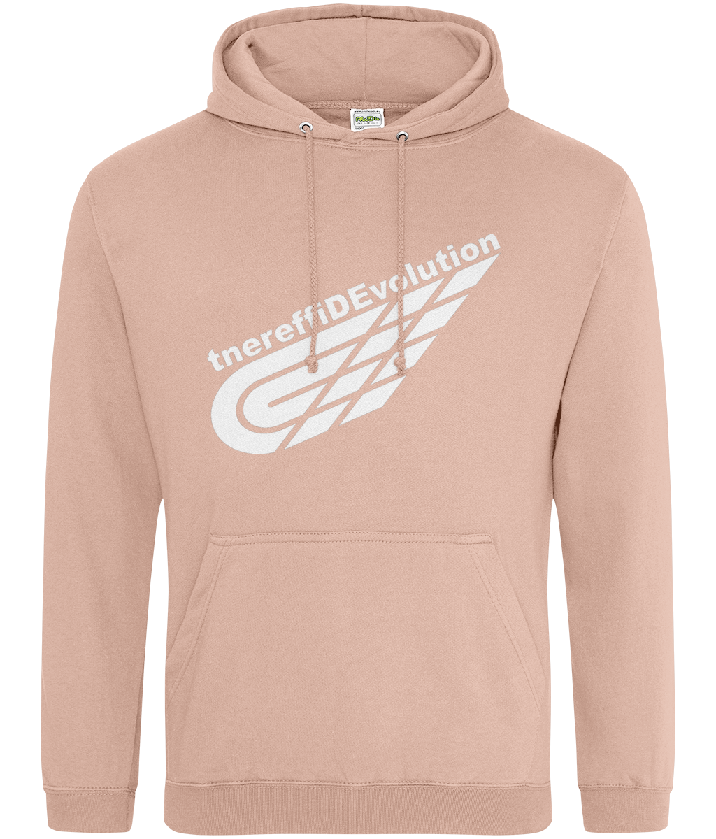 Different Evolution: College Adult Unisex Hoodie JH001 L-White Logo2: (Other Colour-Variants available)