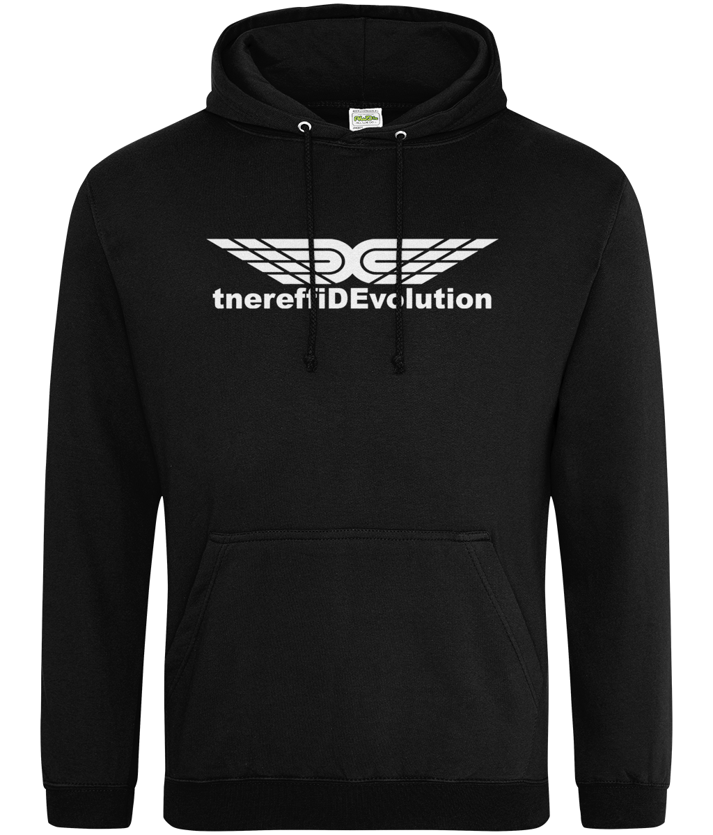 Different Evolution: College Adult Unisex Hoodie JH001 L-White Logo1: (Other Colour-Variants available)