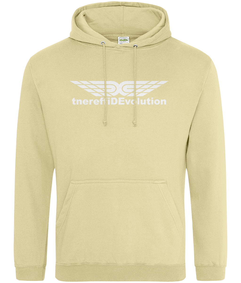 Different Evolution: College Adult Unisex Hoodie JH001 L-White Logo1: (Other Colour-Variants available)