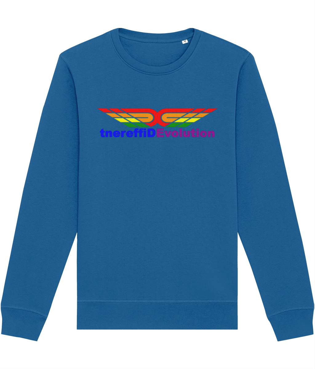 Different Evolution: Eco Roller Adult Unisex Sweatshirt SX137 L-Rainbow Logo1: (Other Colour-Variants available)