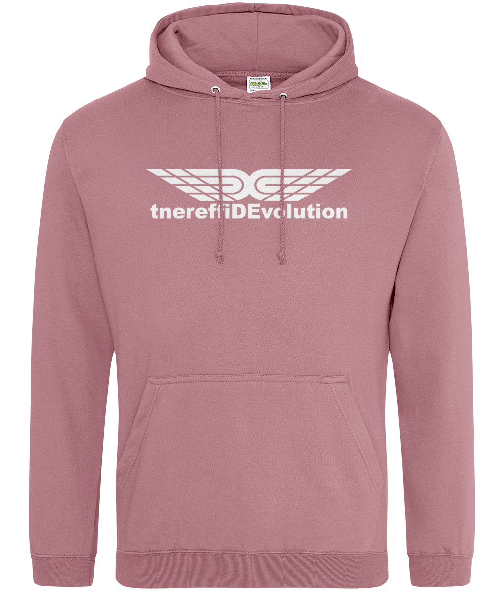 Different Evolution: College Adult Unisex Hoodie JH001 L-White Logo1: (Other Colour-Variants available)